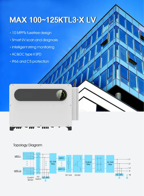 100-125KW Üç Fazlı Çok Kanallı Solar İnverter MAX 110KTL3-LV, 10 MPPT Sigortasız