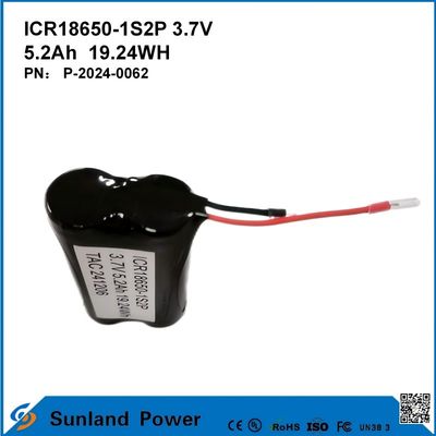 ICR18650-1S2P 3.7V 5.2AH 19.24WH Şarj edilebilir Pil