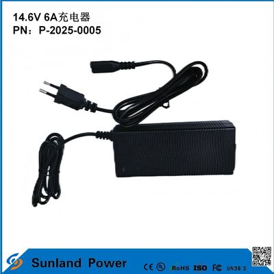 14.6V 6A şarj cihazı, 12.8V/14.4V Lityum Demir Fosfat (LiFePO4) ile uyumludur.