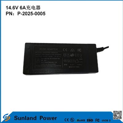 14.6V 6A şarj cihazı, 12.8V/14.4V Lityum Demir Fosfat (LiFePO4) ile uyumludur.