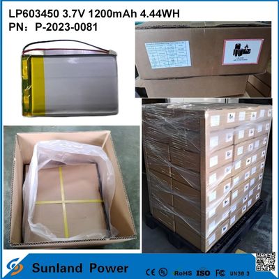 GP603450 Tüketici Elektronik ve Tıbbi Uygulamalar için Hücre 1200mAh 3.7V UL & UN38.3 Sertifikalı stokta ve özelleştirilebilir