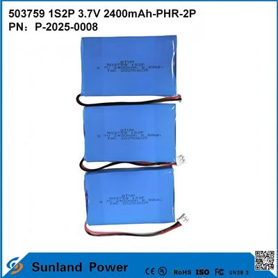 ICR503759 1S2P 3.7V 2400mAh-PHR-2P taşınabilir elektronik akü için en iyi güç paketi