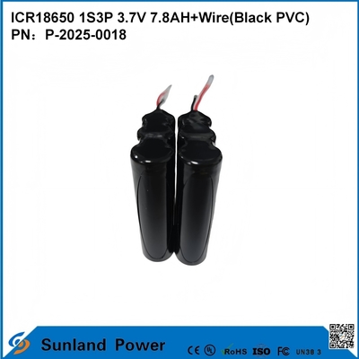 ICR18650 1S3P 3.7V 7.8AH+ÜZ ((KARA PVC) PILARİ