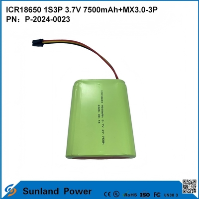 CR18650 1S3P 3.7V 7500mAh + MX3.0-3P-UL2054 pil