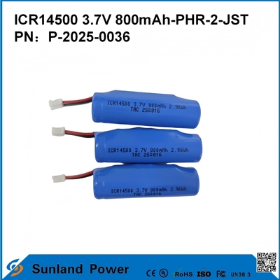 ICR14500 3.7V 800mAh-PHR-2-JST-10mm Kablo Pil