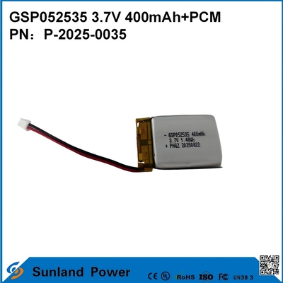 GSP052535 3.7V 400mAh+PCM Pil, Kompakt İki Yönlü Telsizlerde, Ses Kaydedicilerde, Mini GPS Takip Cihazlarında, Akıllı Kalemlerde ve Benzer Cihazlarda Kullanılır