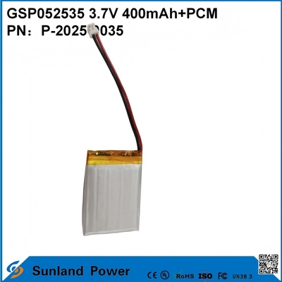 GSP052535 3.7V 400mAh+PCM Pil, Kompakt İki Yönlü Telsizlerde, Ses Kaydedicilerde, Mini GPS Takip Cihazlarında, Akıllı Kalemlerde ve Benzer Cihazlarda Kullanılır