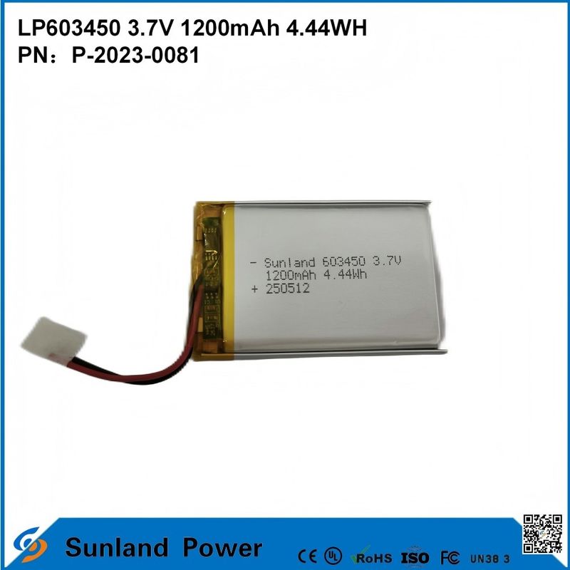 GP603450 Tüketici Elektronik ve Tıbbi Uygulamalar için Hücre 1200mAh 3.7V UL & UN38.3 Sertifikalı stokta ve özelleştirilebilir