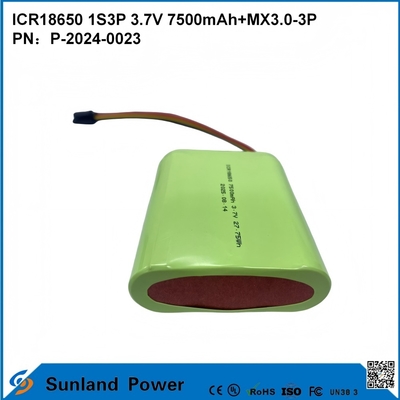 CR18650 1S3P 3.7V 7500mAh + MX3.0-3P-UL2054 pil