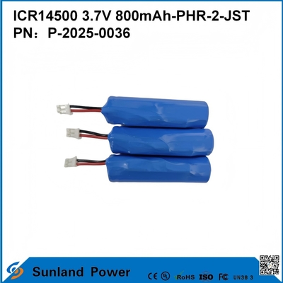 ICR14500 3.7V 800mAh-PHR-2-JST-10mm Kablo Pil