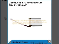 GSP052535 3.7V 400mAh+PCM Pil, Kompakt İki Yönlü Telsizlerde, Ses Kaydedicilerde, Mini GPS Takip Cihazlarında, Akıllı Kalemlerde ve Benzer Cihazlarda Kullanılır