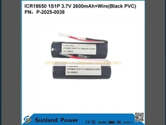 ICR18650 1S1P 3.7V 2600mAh+Kablo(Siyah PVC)